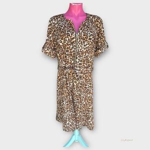 🐆 Shelby & Palmer Leopard Print Zip-Front Dress – Size 14W fall fashion ready